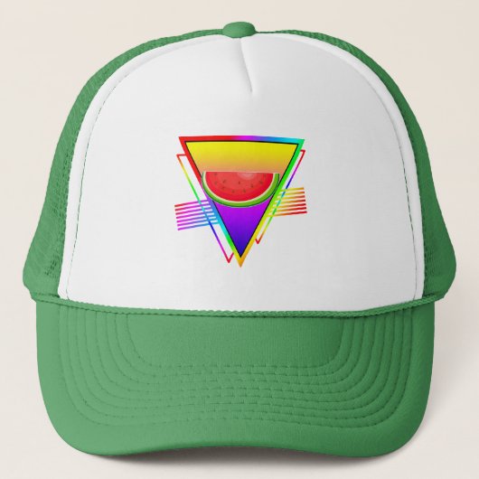 Retro Neon Watermelon Truckerkappe (Vorderseite)