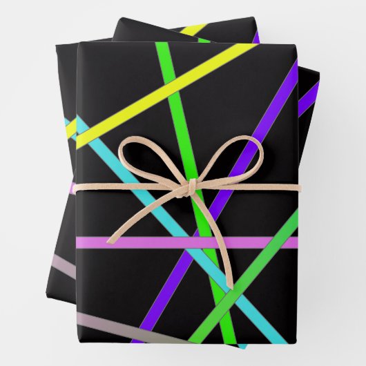 Retro Neon Wrapping Paper Flat Sheet Set 3 Geschenkpapier Set (Beispiel)