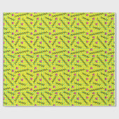 Retro Neon Yellow Doddle Pattern der 80er/90er Jah Geschenkpapier (Flach)