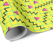 Retro Neon Yellow Doddle Pattern der 80er/90er Jah Geschenkpapier (Rolleneckpunkt)
