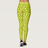 Retro Neon Yellow Doddle Pattern der 80er/90er Jah Leggings (Rückseite)