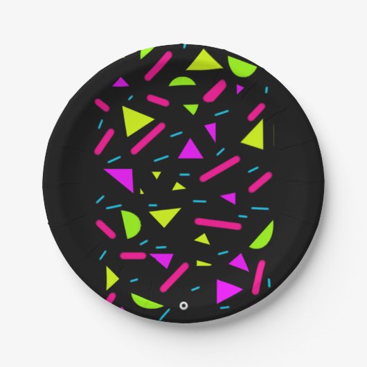 Retro Neonachtziger jahre Party-Gewohnheit 7" Pappteller (Vorderseite)