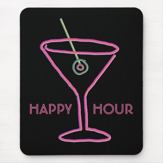 Retro Neonglückliche Stunde Mousepad martinis (Vorne)