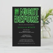 Retro Neongrüne Nacht vor Probe Abendessen Einladung (Stehend Vorderseite)