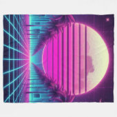 Retro, Neonmoon/Palmen im 80er Fleecedecke (Vorderseite (Horizontal))