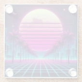 Retro, Neonmoon/Palmen im 80er Glasuntersetzer (Rückseite)