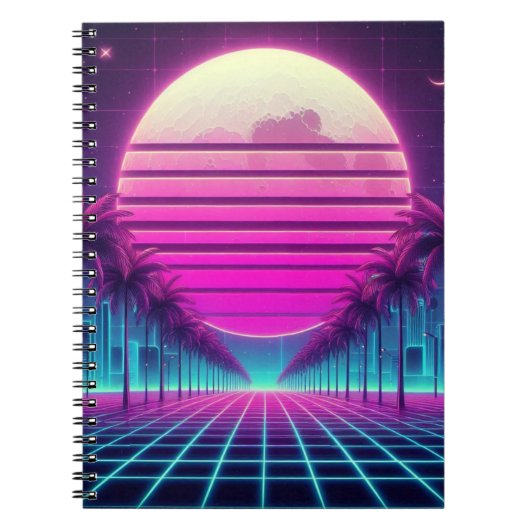 Retro, Neonmoon/Palmen im 80er Notizblock (Vorderseite)