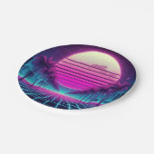 Retro, Neonmoon/Palmen im 80er Pappteller (Schrägansicht)