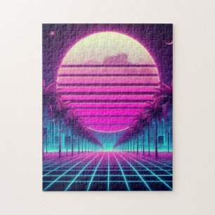 Retro, Neonmoon/Palmen im 80er Puzzle