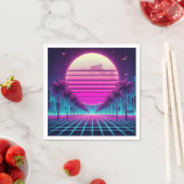 Retro, Neonmoon/Palmen im 80er Serviette (Beispiel)