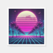 Retro, Neonmoon/Palmen im 80er Serviette (Vorderseite)