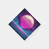 Retro, Neonmoon/Palmen im 80er Serviette (Ecke)