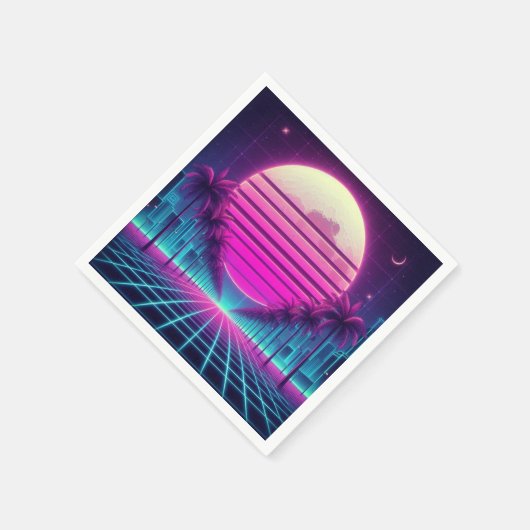 Retro, Neonmoon/Palmen im 80er Serviette (Ecke)