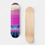 Retro, Neonmoon/Palmen im 80er Skateboard (Vorderseite)
