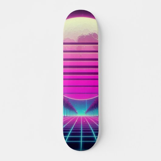 Retro, Neonmoon/Palmen im 80er Skateboard (Vorne)