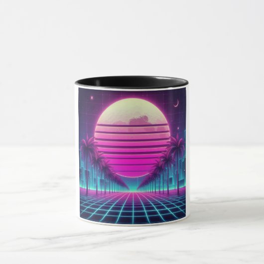 Retro, Neonmoon/Palmen im 80er Tasse (Zentrum)