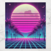 Retro, Neonmoon/Palmen im 80er Weinetikett (Einzelnes Label)