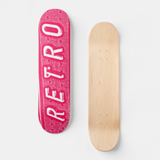 Retro - Neonrot und Weiß Skateboard (Vorderseite)