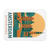 Retro Netherlands Magnet - Vintage Amsterdam Canal (Horizontal)