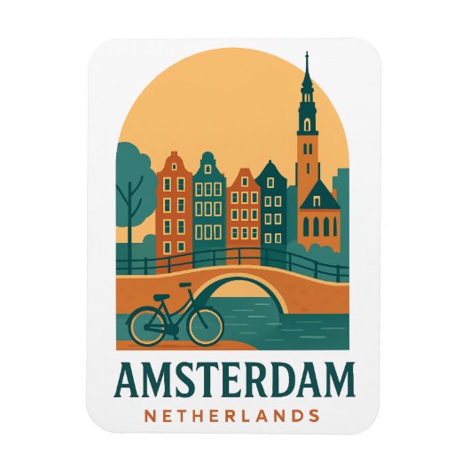 Retro Netherlands Magnet - Vintage Amsterdam Canal (Vertikal)