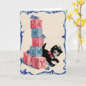 Retro Neue Baby-Grußkarte mit Kitte Karte (Gelbe Blume)