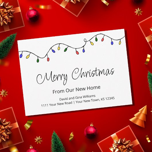 Retro Neue Zuhause Weihnachtslichter bewegen Ankündigung