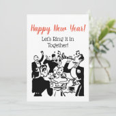 Retro-Neujahrspaare feiern Werbekunst Einladung (Stehend Vorderseite)