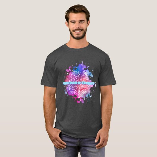 Retro NeuroDivergent Paint Spritzer Gehirn Shirt (Vorne ganz)