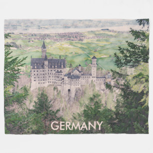 Retro Neuschwanstein Schloss in Deutschland Fleecedecke