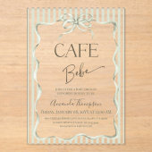 Retro Neutral Bow Cafe Bebe Coffee Baby Shower Acryleinladungen (Vorderseite)