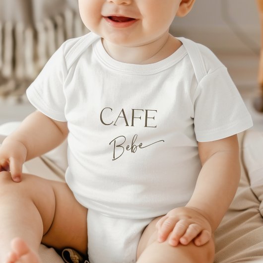 Retro Neutral Bow Cafe Bebe Coffee Baby Shower Baby Strampler