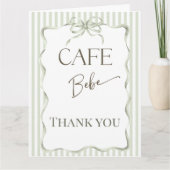 Retro Neutral Bow Cafe Bebe Coffee Baby Shower Dankeskarte (Vorderseite)