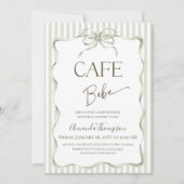 Retro Neutral Bow Cafe Bebe Coffee Baby Shower Einladung (Vorderseite)