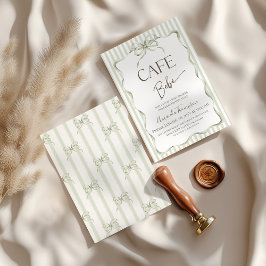 Retro Neutral Bow Cafe Bebe Coffee Baby Shower Einladung