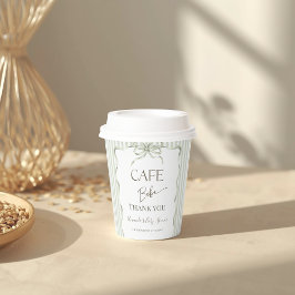 Retro Neutral Bow Cafe Bebe Coffee Baby Shower Pappbecher