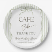 Retro Neutral Bow Cafe Bebe Coffee Baby Shower Pappteller (Vorderseite)