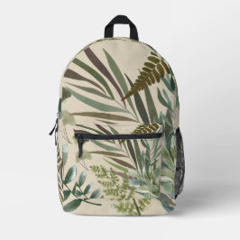 Retro-Neutral-Sage Floral Fern botanische Foliage Bedruckter Rucksack
