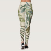 Retro-Neutral-Sage Floral Fern botanische Foliage Leggings (Rückseite)