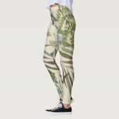 Retro-Neutral-Sage Floral Fern botanische Foliage Leggings (Links)
