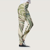 Retro-Neutral-Sage Floral Fern botanische Foliage Leggings (Rechts)