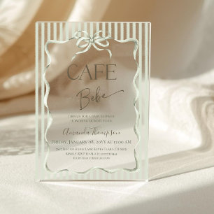 Retro neutrale Bogen Cafe Bebe Kaffee Baby Shower Acryleinladungen