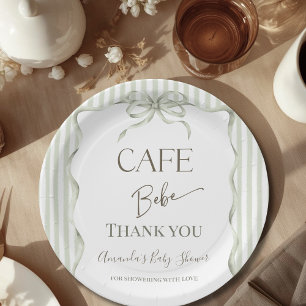 Retro neutrale Bogen Cafe Bebe Kaffee Baby Shower Pappteller