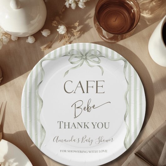 Retro neutrale Bogen Cafe Bebe Kaffee Baby Shower Pappteller