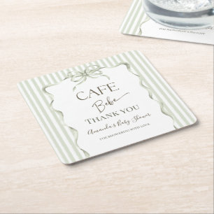 Retro neutrale Bogen Cafe Bebe Kaffee Baby Shower Rechteckiger Pappuntersetzer