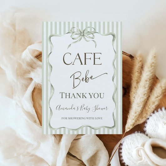 Retro Neutraler Bogen Cafe Bebe Kaffee Babyparty Dankeskarte