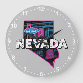 Retro Nevada Silhouette Große Wanduhr