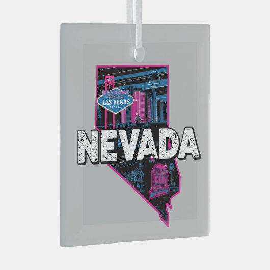 Retro Nevada Silhouette Ornament Aus Glas (Vorderseite Rechts)