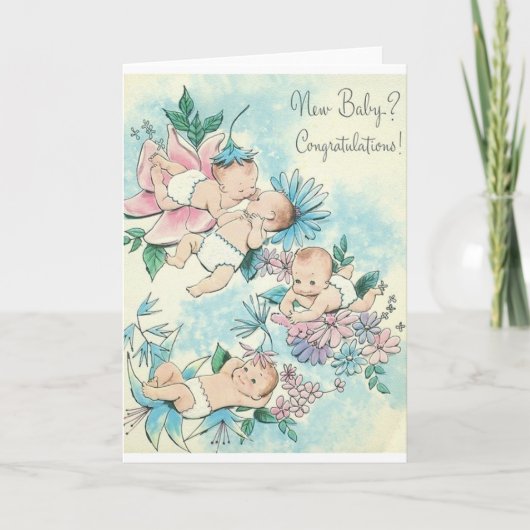 Retro New Baby Congratulations Card Karte (Vorderseite)