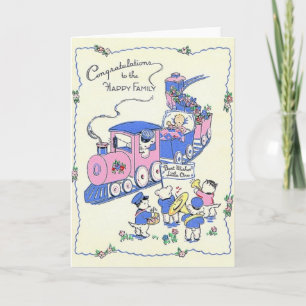 Retro New Baby Congratulations Card Karte