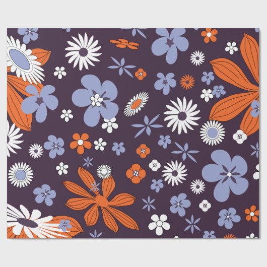 Retro New Design Floral Indie Blume Zeichnend Aest Geschenkpapier (Flach)